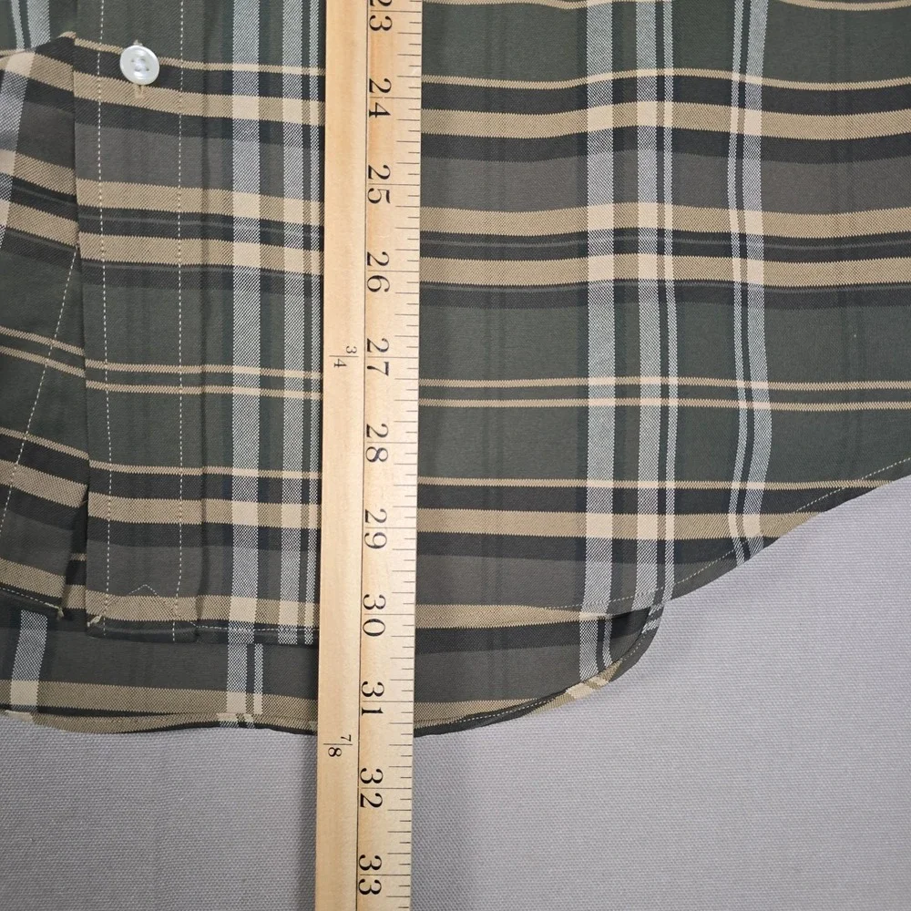 Polo Ralph Lauren Mens Classic Fit Performance Long Sleeve Oxford Green Plaid